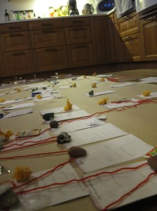 Handlungsplan Roman auf Küchenfußboden